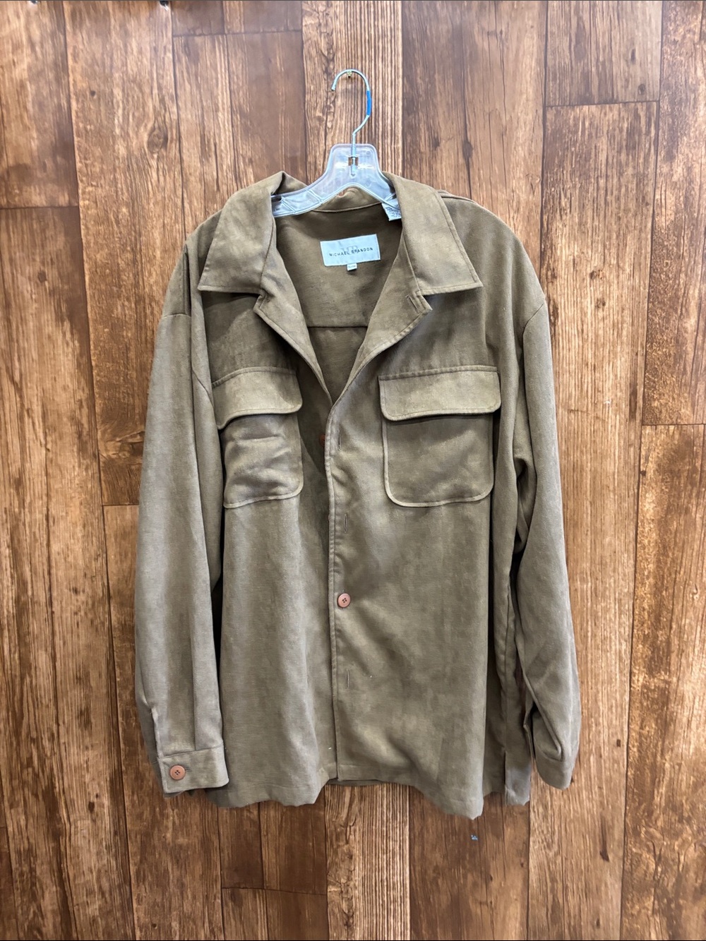 Michael Brandon Tan Button-Down Shirt Jacket